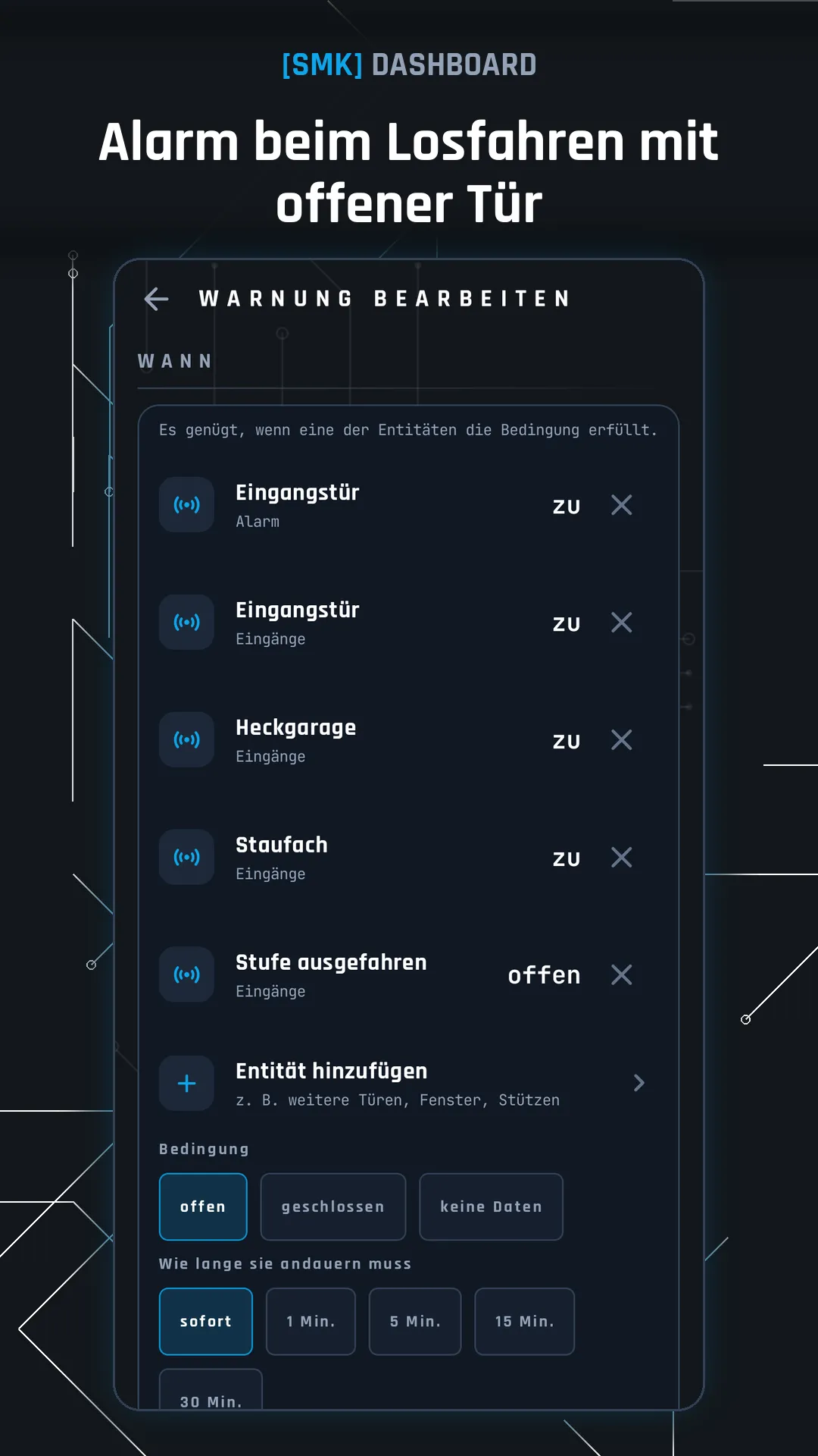 Alarm, wenn Sie mit offener Tür losfahren