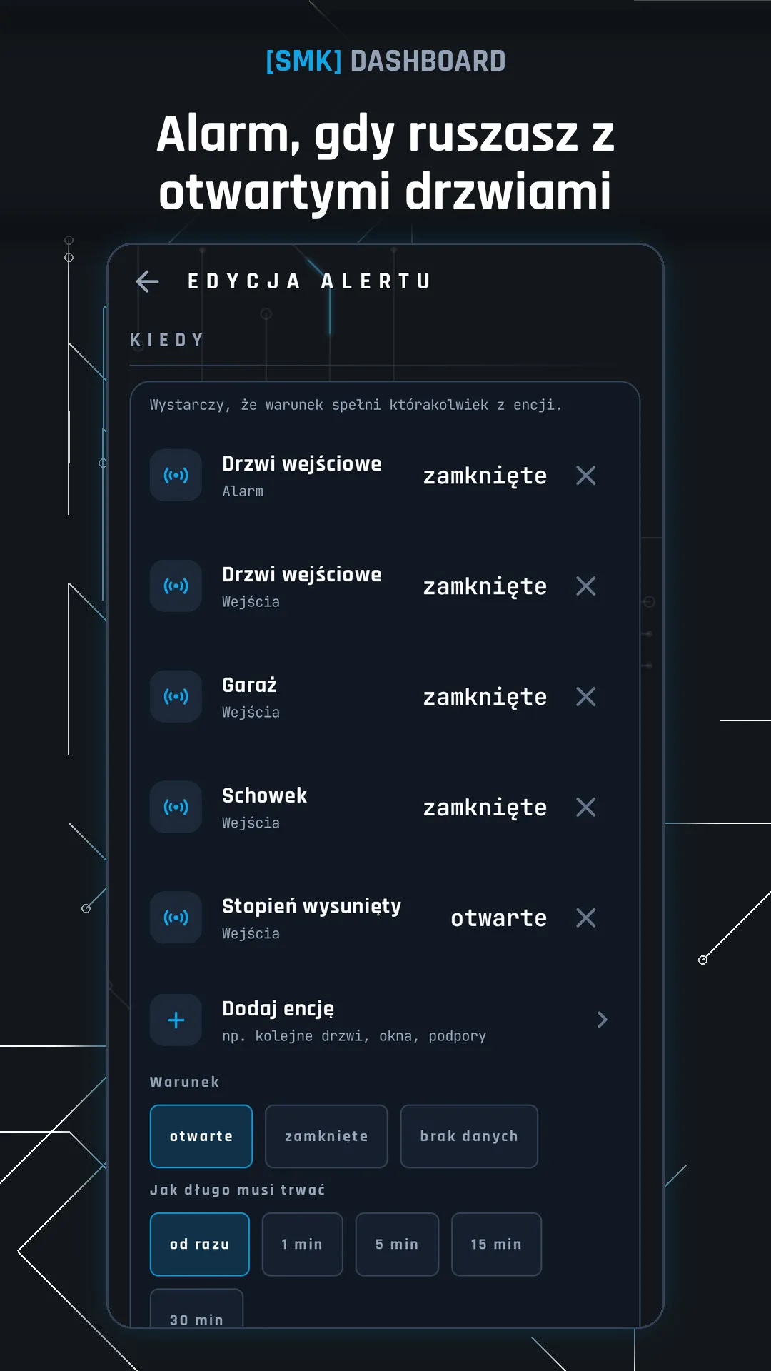 Alarm, gdy ruszasz z otwartymi drzwiami
